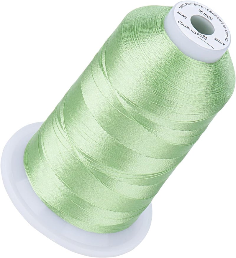 simthread 5500Yds Embroidery Thread, 5000M High-Yardage 40WT 100% Polyester Thread – 170+ Vivid Colors, High-Speed Rated – Compatible with Brother, Singer, Janome & More - Seafoam Green S034 - Image 1